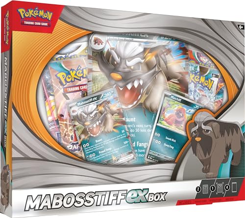 Pokémon TCG: Mabosstiff ex Box (2 Folien-Promokarten, 1 Folien-Übergrößenkarte und 4 Boosterpacks) von Pokémon