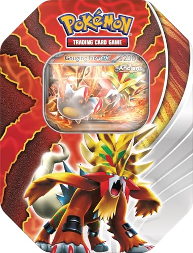 Pokémon TCG: Paradox Destinies Tin – Gouging Fire ex (1 Folien-Promo-Karte und 4 Booster-Packs) von Pokémon