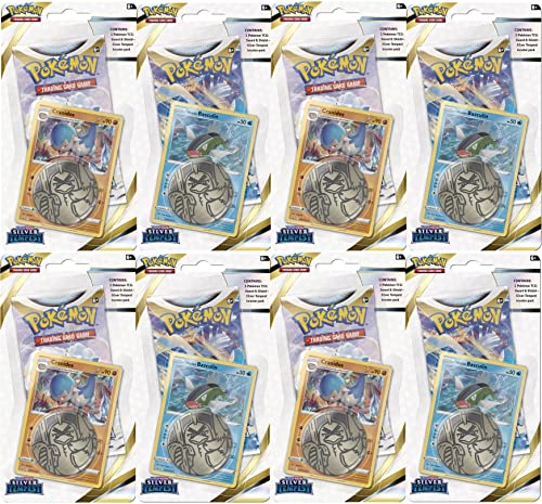 Pokemon TCG: Sword & Shield Silver Tempest Checklane Blister Cranidos and Basculin Bundle Pack - 8 Packs 80 Cards von Pokémon