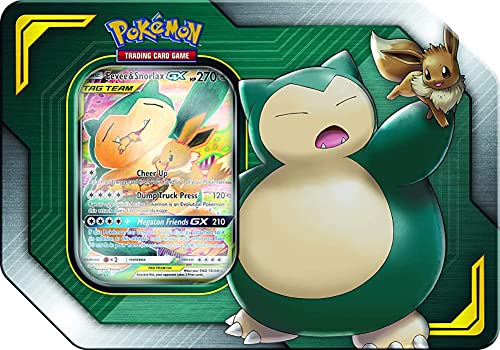 Pokemon Tag Team Tin Snorlax-GX & Eevee- TCG: Sun & Moon Box- 4 Booster Packs | 1 Special Eevee & Snorlax-GX Foil Card | von Pokémon