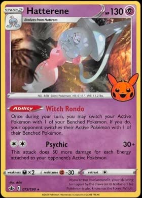 Pokemon Trick or Trade – Hatterene – Chilling Reign – Holo seltene Karte – Halloween-Stempel von Pokémon