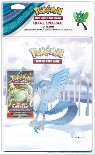 Pokémon Ultra Pro – Asmodee Scharlachrot und Violett Maskerade Dämmerung (EV06): Portfolio Plus Booster Pack (zufällige Modell) – Gesellschaftsspiele – Sammelkarten – französische Version von Pokémon