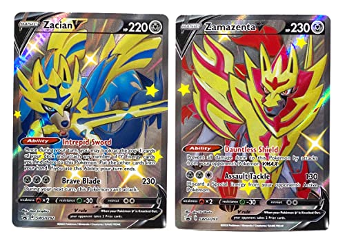 Pokémon Zacian V & Zamazenta V - Pokemon Black-Star-Promo-Karte, SWSH292 & SWSH293, glänzende Vault-Vollkunstkarte von Pokémon