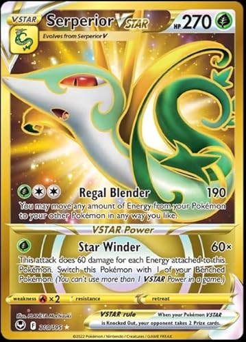 Serperior Vstar 210/195 - Silver Tempest - Full Art - Pokemon Gold Secret Rare Karte von Pokémon