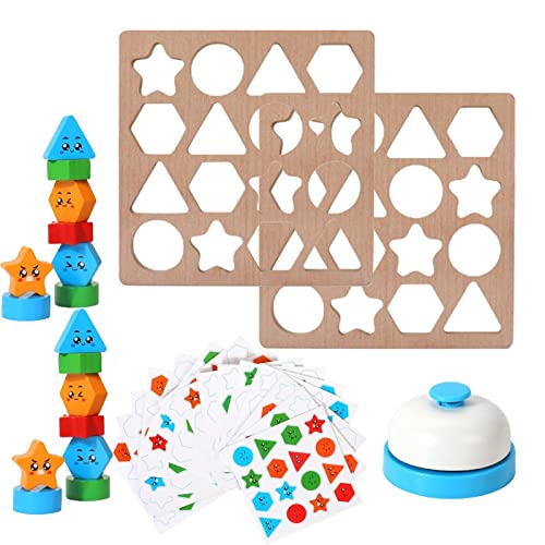 Formpassungsbrett, Hölzernen Matching-Spielspielzeug, Farb- Und Formerkennungspädagogikspielzeug, Kinder Early Learning Game, Interactive Board-Aktivitäten, 5.71x5.71x0,39 Zoll Für Mädchen Im A von Pokronc