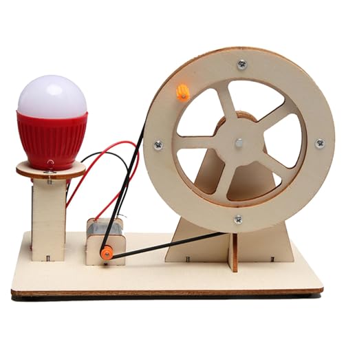 Handkurbeln Generator Spielzeug Glühbirne Wissenschaft Experiment Pädagogische Wissenschaft Kit Holzmaterial Einfache Montage 15cm/8.26'' für Männer und Frauen von Pokronc