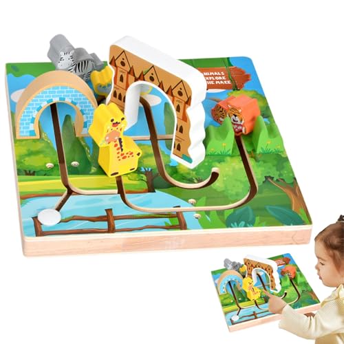 Holzspielzeug, Vorschullernspielzeug, Sliding Labyrinth Board, Schiebeduzzle, Lern- Und Kreativitäts-Booster-Spiel, 8,86 X 8,86 X 4,13 Zoll Für Kinder 3+ Jahre Alt von Pokronc