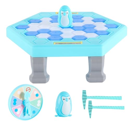 Iced Cubes Penguins -Spiel, Interaktives Puzzlespielzeug, Penguins -Trap -Spiel, Fördert Geduld, Keine Batterien Erforderlich, Blau Weiß, 17 cm/6,7 Zoll, Für Männer, Frauen von Pokronc