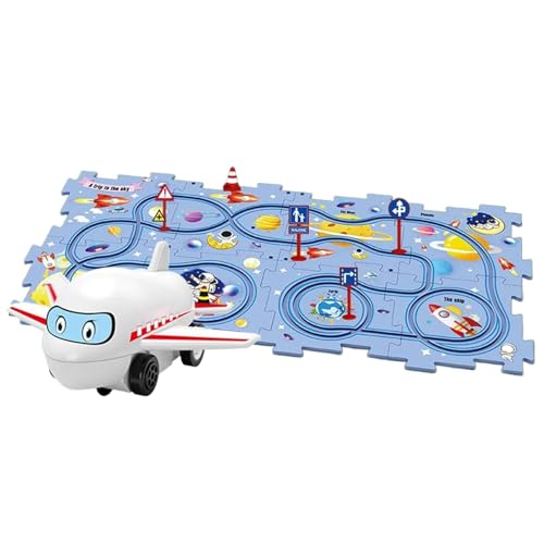 Kinder-Puzzle-Triebwagen-Set, Rennstrecken-Autospielzeug, Spielzeug-Eisenbahn, Fördert Das Lernen, REGT Zum Sozialen Spielen An, Grün, Rot, Blau, 295 G, Für Männer, Frauen, Kinder von Pokronc