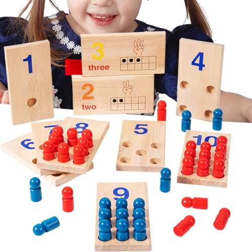 Mathe-Matching-Spiel, Frühes Brettspiel, Vorschulmathematikspielzeug, Logisches Denken Und Zahlenerkennung, Ungiftiges Holz Mit Glatten Kanten, 10.47x6.18x3.07 Zoll Für Kinder 3+ Jahre Alt von Pokronc