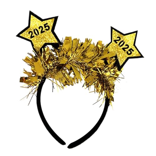 Pokronc 2025 Stirnband,2025 Kopfbedeckung - Goldene silberne Glitzer-Kopfbedeckung,Frohes Neues Jahr Foto-Requisiten, Haar-Styling-Zubehör für Feiertage, Weihnachten, Geburtstage von Pokronc