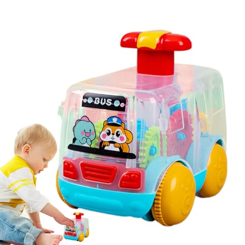 Pokronc Ausrüstungsspielzeugauto, Transparente Presse Und Go -, Interaktives Kinderausrüstungauto, Mechanisches Fahrzeug, Transparentes Design, 3,94x4.13x2,95 Zoll Für Mädchen Kinder Kinder Kinder von Pokronc