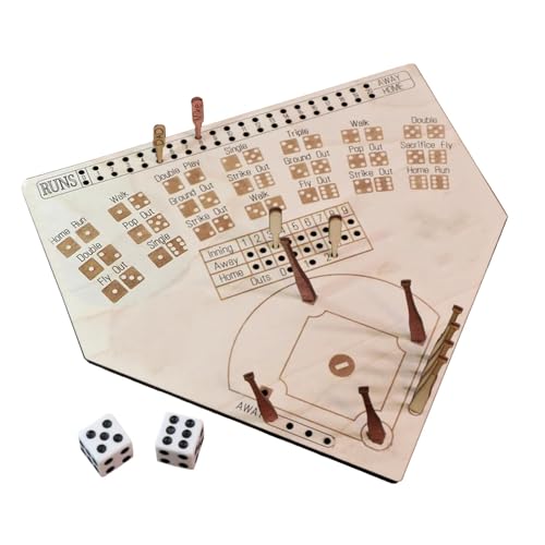 Pokronc Baseball Dice Game Wood Board - Interactive Desktop Sport Board Games,Wooden Tabletop Baseball Game, Baseball Gameboard for Adults, Family and Friend Night Accessories von Pokronc