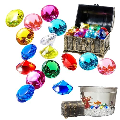 Pokronc Edelstein-Tauchspielzeug, Tauch-Edelsteine ​​ - Pool Treasure Jewel Tauchspielzeug,Poolspielzeug, Tauchjuwelen mit Schatzkiste, Bunte Tauchjuwelen für den Strand, Unterwasserspielspielzeug von Pokronc