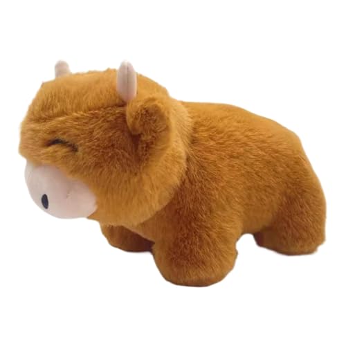 Pokronc Highland Cow Plüschtier, Gefüllte Highland Cow - 10,6-Zoll-Cartoon-Hochlandkuh-Plüschtier,Weiches, gefülltes Kissenspielzeug, niedliche Highland-Kuh-Puppe für Erwachsene, Kinder, Mädchen, von Pokronc