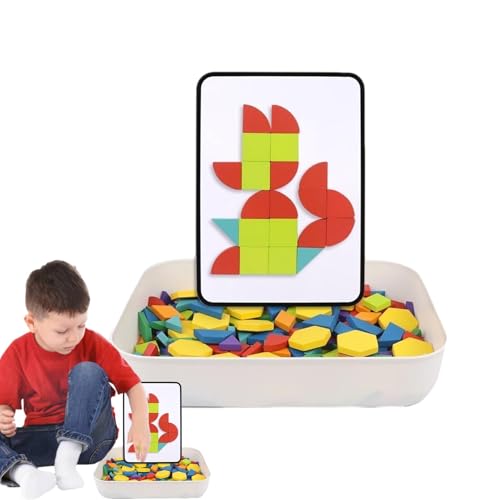 Pokronc Magnetisches geometrisches Puzzle, geometrisches Formpuzzle - Starke Intelligenz-Rätsel, Spielzeug-Denkspiele,Puzzle-Spiel Lernspielzeug Buntes Puzzle-Spiel für Kinder von Pokronc