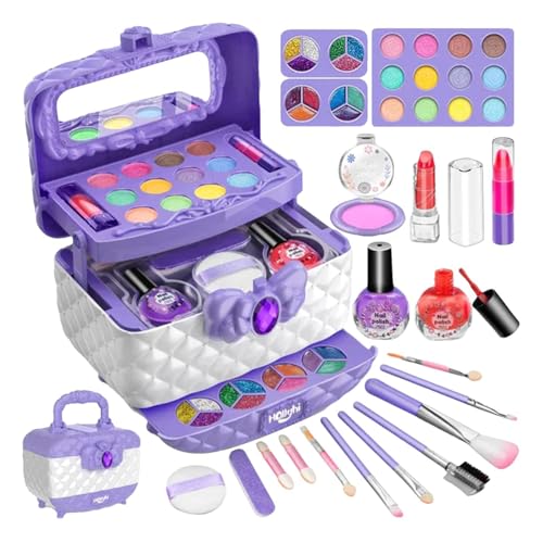 Pokronc Make-up-Set für Mädchen - Sicheres und waschbares rosafarbenes Make-up-Set für Kinder,Komplettes Make-up-Set für Kleinkinder, Make-up-Koffer-Set, Prinzessinnen-Kosmetik-Spielzeug für von Pokronc