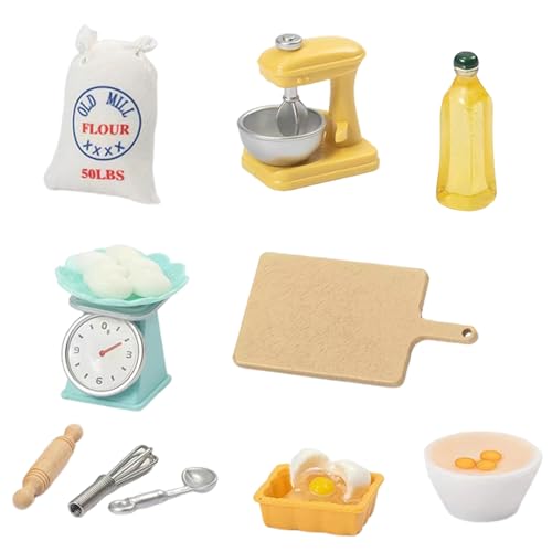 Pokronc Puppenhaus-Küchenspielzeug, Puppenhaus-Miniatur-Kochset | Miniatur-Set Eierschläger-Utensil - 16X Küchenspielset, Backspielzeug, Rollenspiel-Kochspielzeug, Puppenhauszubehör von Pokronc