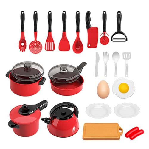 Propt Play Kitchen Toys, Kleinkind-Kochspielset, Kinderspielzeugküchenzubehör, Miniaturkochgeschirr, Komplette 24-teilige Kleinkind-Kochspielset, 8.27x4.33x5.51in Für Kinder Spaß Rollenspiele von Pokronc