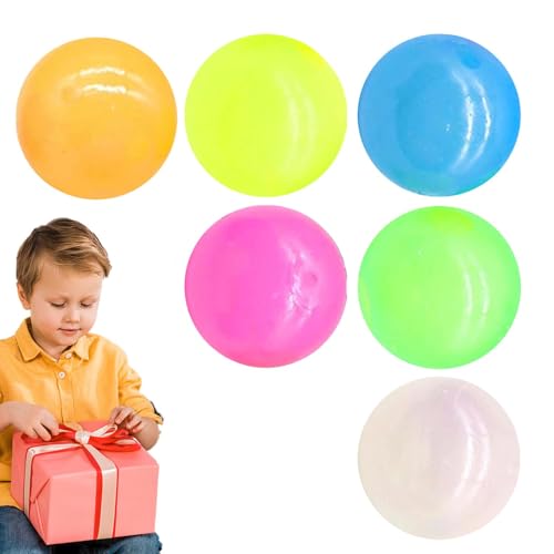 Sticky Ceiling Balls | 6 Pieces Wall Sticking Balls | Sticky Gobbles Balls | Light-up Sticky Balls | Colorful Sticky Ceiling Balls | Squishy Sticky Ceiling Balls | Glowing Ball for Anti-Stress von Pokronc