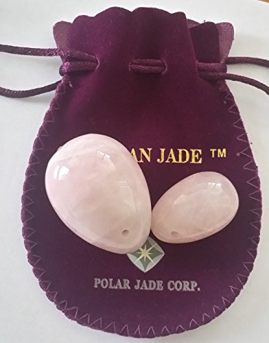 Polar Jade Yoni Eier 2 Teile Set Rosenquarz Eier, vor gebohrt, Hand gemacht, mittlere und kleine 2 Größen, mit Einer Schachtel Ungewachste Zahnseide, Bedienungsanleitung und Zertifikate von Polar Jade