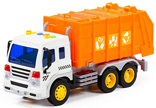 Polesie Müllwagen LKW Kinder Spielzeug City orange Schwungrad Fahrzeug mit Licht Sound von Polesie