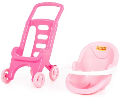 Polesie 2in1 Puppenwagen Set Pink Line Sportwagen Buggy mit Babyschale +12M von Polesie