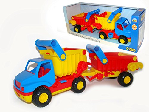 WADER ConsTruck Muldenkipper mit Kippanhänger Kipper Lastwagen LKW von Wader Quality Toys