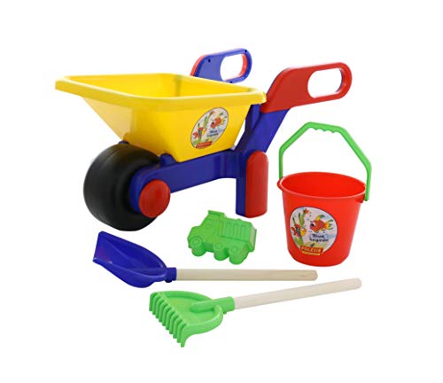 Polesie Kinder Schubkarre 5-TLG mit Eimer Schaufel Rechen Form bunt von Wader Quality Toys