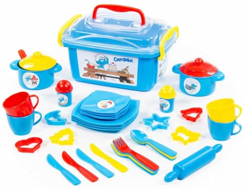 Polesie Geschirr-Set Kaffee Tee Speise Spielgeschirr 40-TLG. Schlümpfe Smurfs Box von Polesie