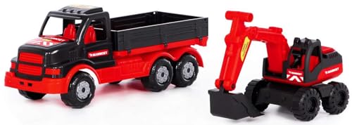 Polesie MAMMOET LKW Pritsche Lastwagen Truck mit Schaufelbagger Kinder Spiel-Set von Polesie