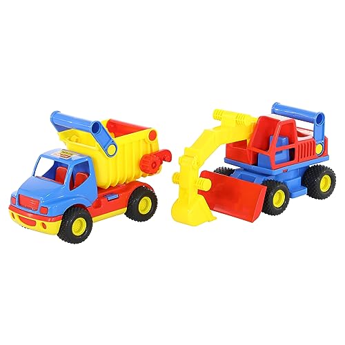 WADER ConsTruck Set 2-tlg. Muldenkipper mit Bagger Baufahrzeuge bunt von Polesie