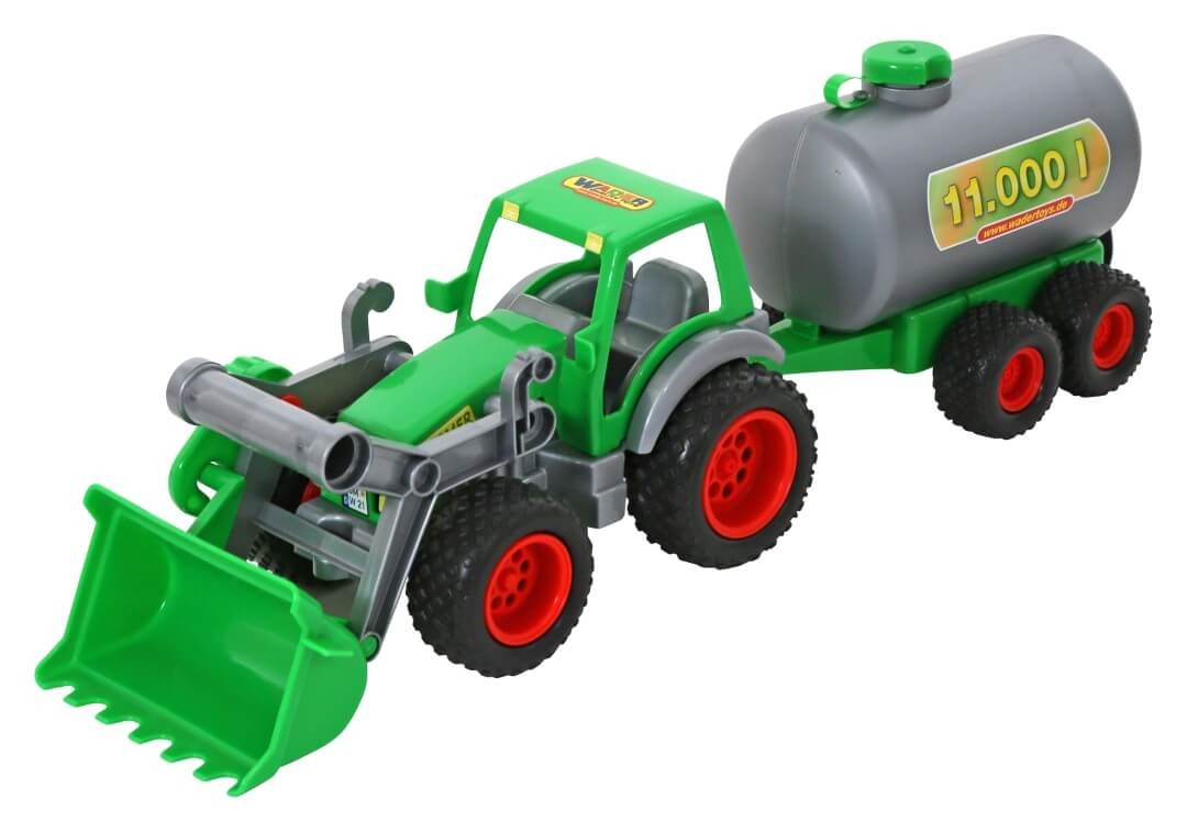 Traktor mit Frontlader und Fasswagen von wadertoys von Polesie