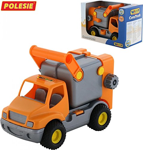 WADER ConsTruck Müllwagen Mülltonne Lastwagen LKW orange/silber von Polesie