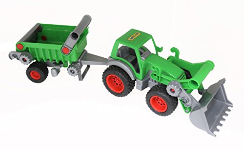 WADER Farmer Technic Traktor mit Frontlader und Kipper Kippanhänger grün von Polesie