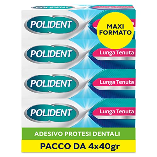 Polident Lange Haltbarkeit, Aufkleber für Zahnprothese, bis zu 12 Stunden Tageshaltung, Geschmack Minze, 4 x 40 g von Polident