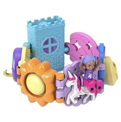 Mattel Polly Pocket Armband Treasures – Thema Einhorn-Fantasie – Armband + 1 x Mikro-Puppe sowie interaktive Funktionen von Polly Pocket