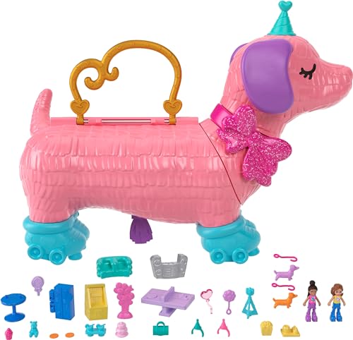 Polly Pocket Puppen und Spielset, Tierspielzeuge Hündchenparty mit 2 Puppen und mehr als 25 Zubehörteilen, HKV52 von Polly Pocket