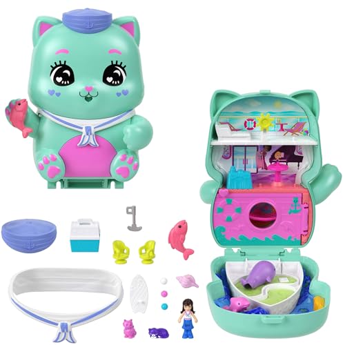 Polly Pocket Puppen und Spielset, Pony-Rodeo-Schatulle, Spielzeug für unterwegs mit 1 kleinen Puppe, Pferdchen, Zubehör für Mode und Essen, JCR39 von Polly Pocket