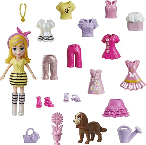 Polly Pocket Fashion Doll – HKV89 – Set Puppe mit Gelenken, 7,6 cm + 18 Zubehörteile von Polly Pocket