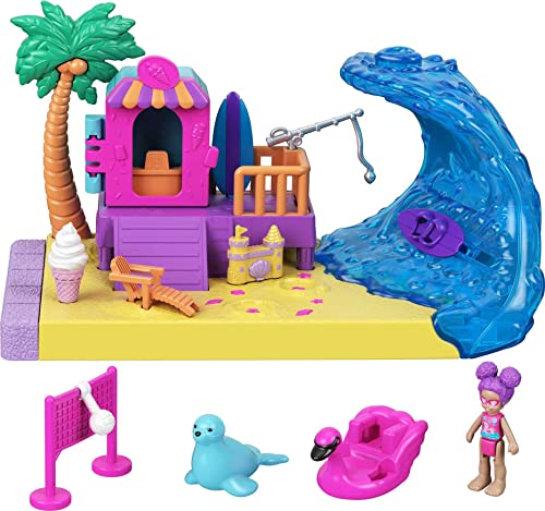 Polly Pocket GTM68 - Pollyville Sonnenstrand, kleine Puppe, Tierfigur, tolles Spielzeug Geschenk für Kinder ab 4 Jahren von Polly Pocket