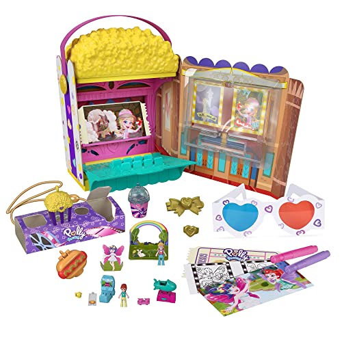 Polly Pocket GVC96 - Popcorn-Box Spielset, Popcorntüten-förmige Box, die zum Kino-Abenteuer Wird, kleine Polly & Lila Puppen, + 15 Überraschungen, Spielzeug Geschenk für Kinder ab 4 Jahren von Polly Pocket