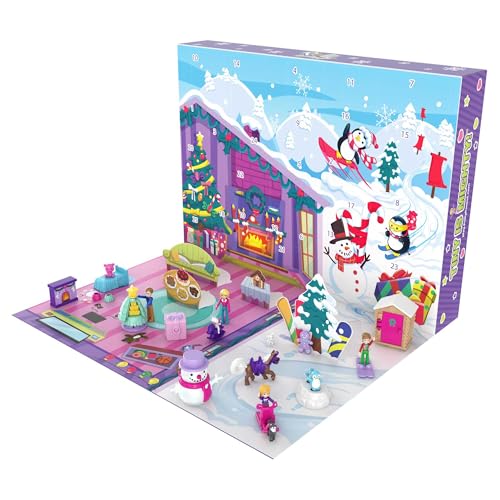 Polly Pocket Adventskalender mit Winter-Familienspaß-Thema & 25 Tage voller Überraschungen (34 Spielteile) zum Entdecken, für 4 Jahre und älter, GYW07 von Polly Pocket