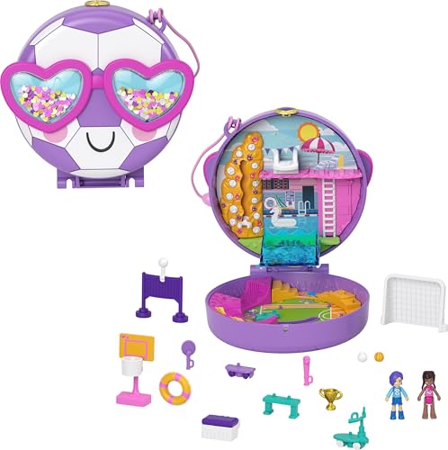 Polly Pocket HCG14 - Fußballmannschaft, Sportthema mit Micro Bella & Freundespuppen, 5 Überraschungen & 12 Zubehörteile, Pop & Swap Funktion, tolles Spielzeug Geschenk für Kinder ab 4 Jahren von Polly Pocket