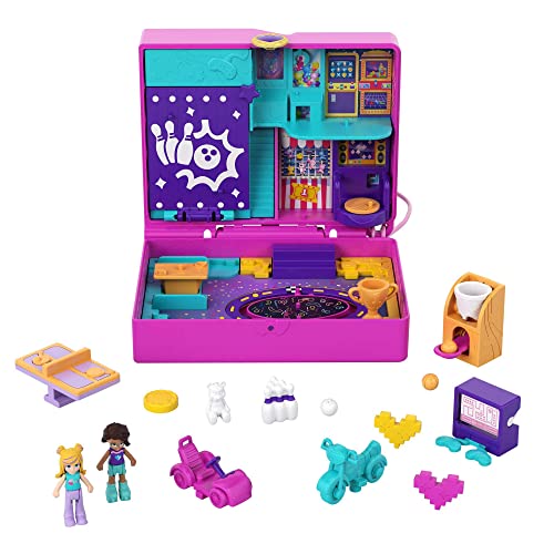 Polly Pocket HCG15 - Race & Rock Arkade, Spielthema mit Micro Polly & Shani Puppen, 5 Überraschungen & 12 Zubehörteile, Pop & Swap Funktion, tolles Spielzeug Geschenk für Kinder ab 4 Jahren von Polly Pocket