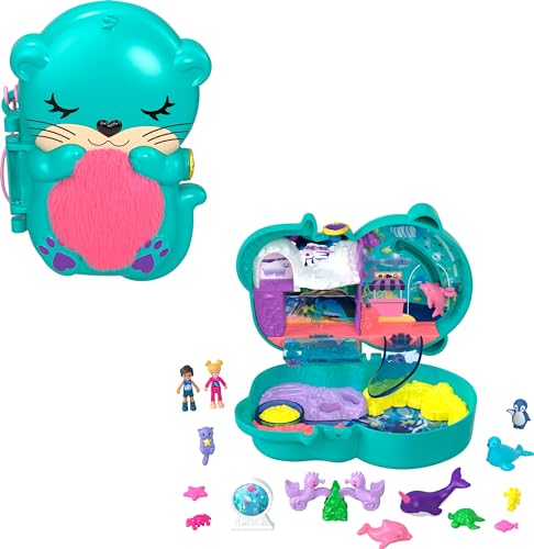 Polly Pocket HCG16 - Otter Aquarium, Aquarium-Thema mit Micro Polly & Nicolas Puppen, 5 Überraschungen & 12 Zubehörteile, tolles Spielzeug Geschenk für Kinder ab 4 Jahren von Polly Pocket