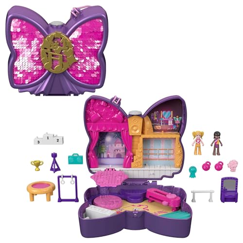 Polly Pocket HCG17 - Glitzerbühne, Tanzthema mit Micro Polly & Freundespuppen, 5 Überraschungen & 12 Accessoires, Pop & Swap Funktion, tolles Spielzeug Geschenk für Kinder ab 4 Jahren von Polly Pocket