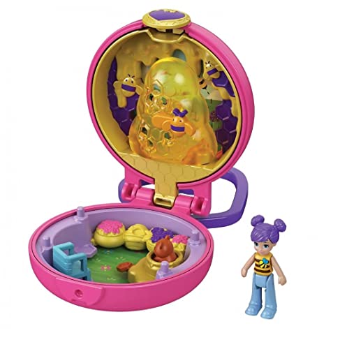 Polly Pocket Imker-Kompakt mit abnehmbarem Bienenstock, Überraschungsoffenbarungen, Foto-Anpassung, Mikro-Puppe mit 5 beweglichen Gelenken, tolles Geschenk ab 4 Jahren von Polly Pocket