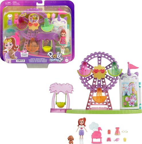 Polly Pocket Puppe & Spielset, Tropische Leckereien Karneval Lebensmittel Spielzeug Enthält 7,6 cm Puppe, 1 Welpe, 10 Zubehörteile & Spinnendes Riesenrad Polly Pocket Puppe & Spielset, Tropische Leckereien Karneval Lebensmittel Spielzeug Enthält 7,6 cm Puppe, 1 Welpe, 10 Zubehörteile & Spinnendes Riesenrad von Polly Pocket