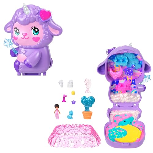 Polly Pocket Puppen und Spielset, Traumland-Schatulle in Lammform, Reisespielzeug mit 1 Minipuppe, Haustier-Einhorn, Futter- und Stylingzubehör, JCB15 Polly Pocket Puppen und Spielset, Traumland-Schatulle in Lammform, Reisespielzeug mit 1 Minipuppe, Haustier-Einhorn, Futter- und Stylingzubehör, JCB15 von Polly Pocket
